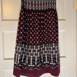 Max Studio Red and White A-Line Midi Skirt